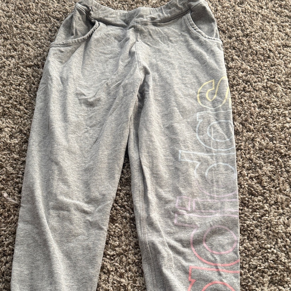 adidas Gray Kids Sweatpants with Multicolor Logo